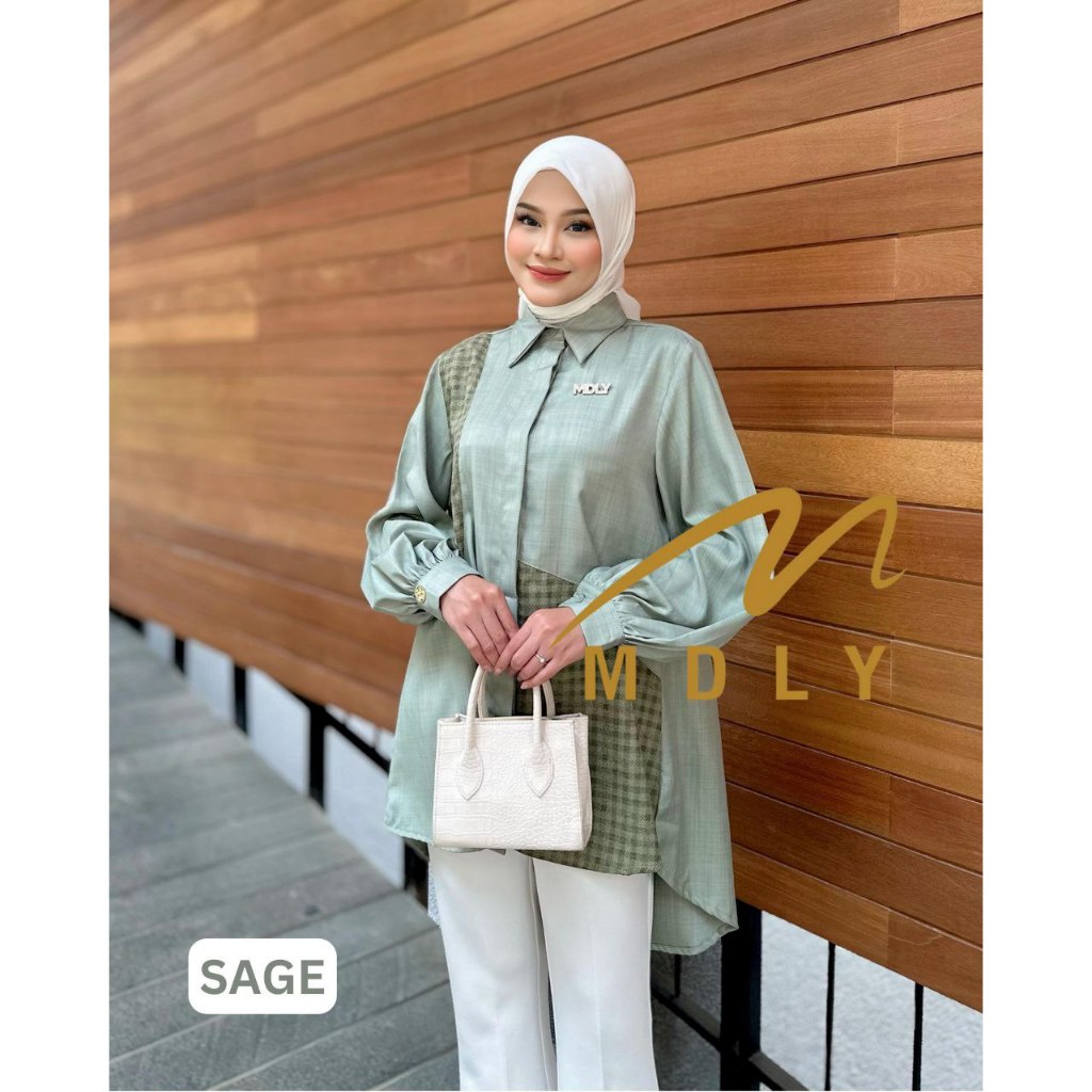 Oxaa Tunic by MDLY Baju Atasan Wanita Kemeja Tunik Lengan Panjang Baju Tunik Casual