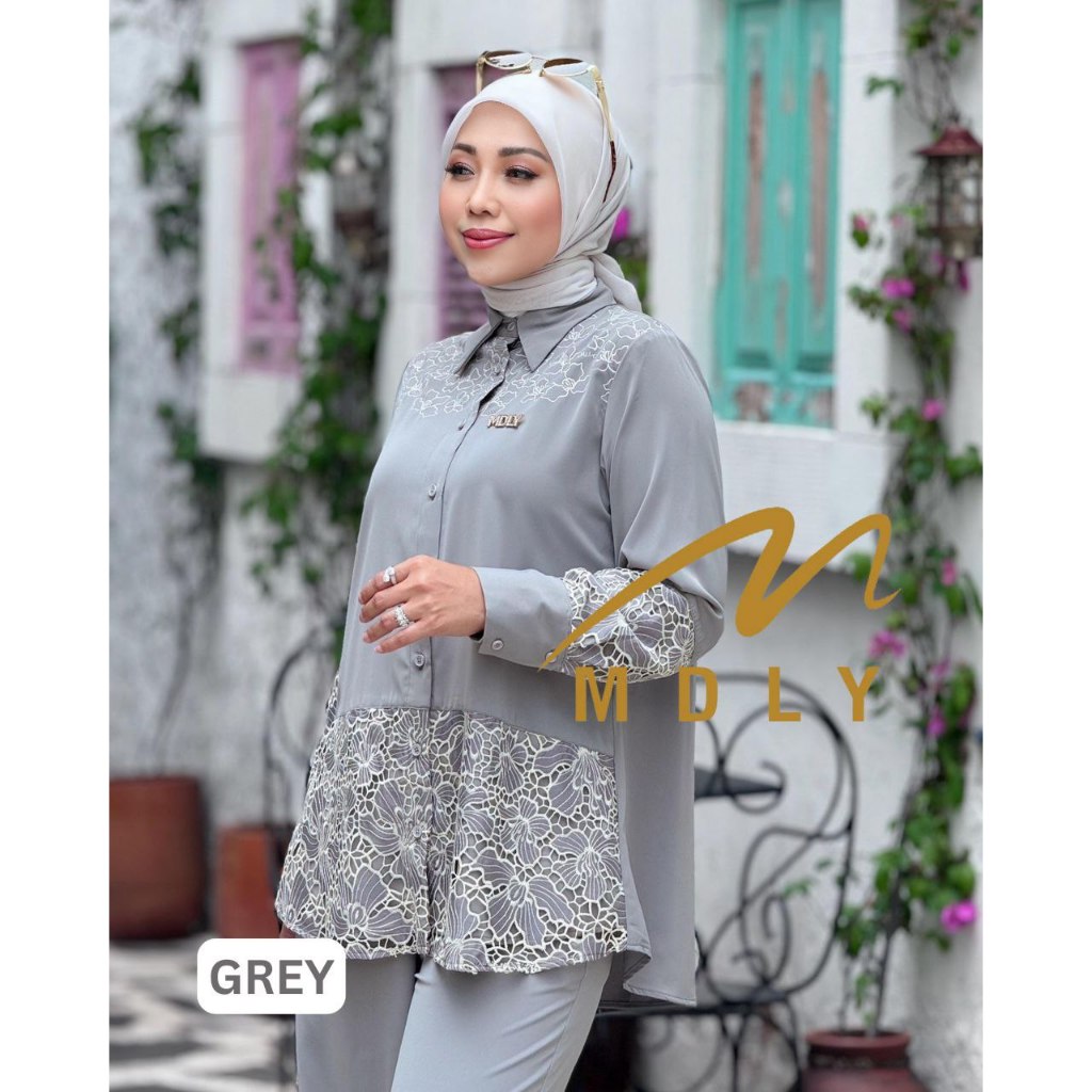 MDLY Baju Setelan Wanita Muslim/One Set Celana/Setelan Celana Wanita Motif Bordir/Firza Set by MDLY