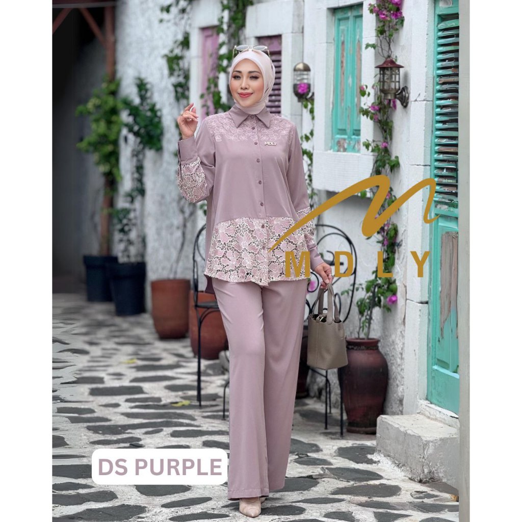 MDLY Baju Setelan Wanita Muslim/One Set Celana/Setelan Celana Wanita Motif Bordir/Firza Set by MDLY