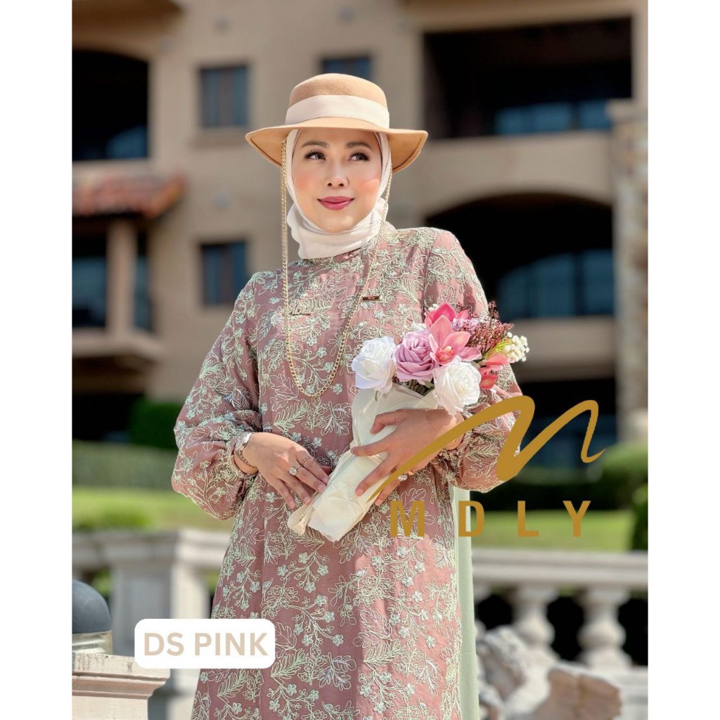 MDLY Baju gamis busana muslim wanita/Baju Gamis Premium Kombinasi Motif Bordir/Hurema Dress by MDLY