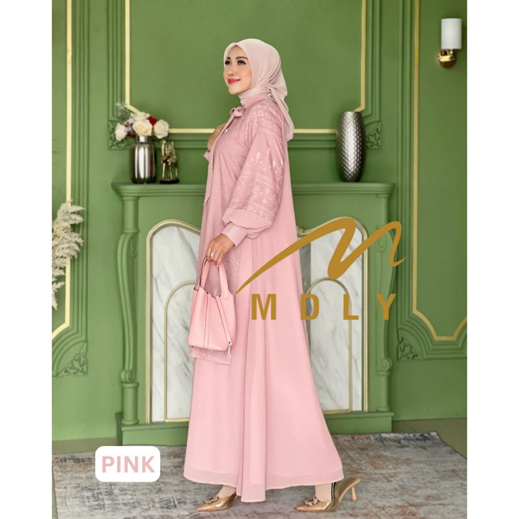 MDLY Baju busana gamis wanita muslim/Baju Gamis Premium Casual/Gamis Elegan/Aleeya Dress by MDLY