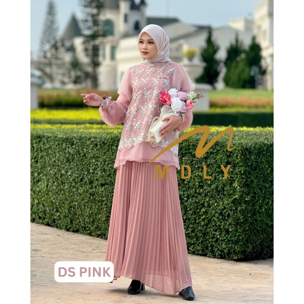 MDLY Baju setelan wanita/One Set Rok/Setelan Bordir Kombinasi Organza Lux/Eysta Lux Set by MDLY