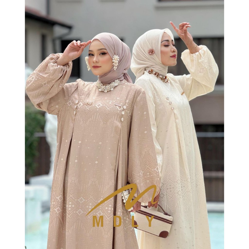 MDLY Baju Gamis Wanita Muslim/Baju Gamis Lebaran/Gamis Polo Putih/Sofea Dress by MDLY