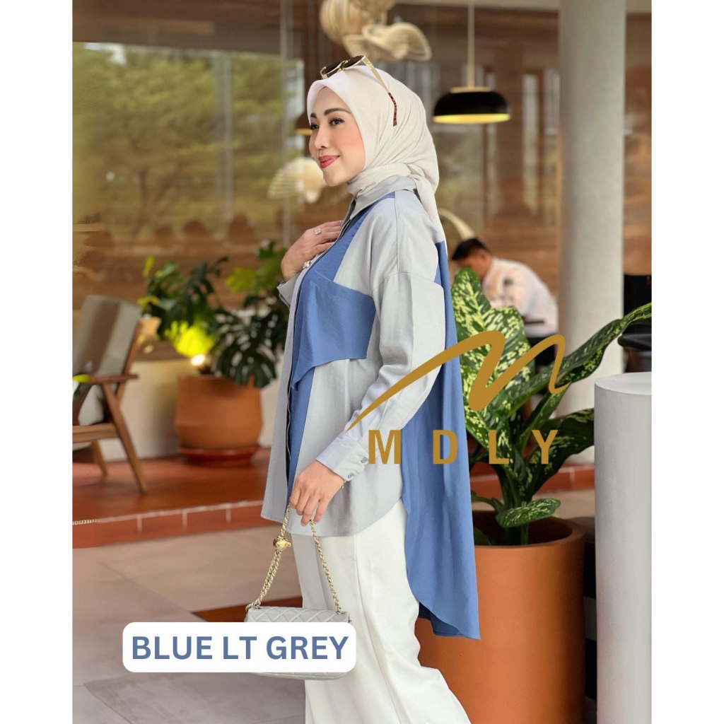 Leeve Shirt by MDLY Baju Atasan Wanita Kemeja Lengan Panjang Casual Basic