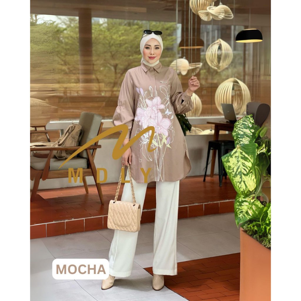 Nara Tunic by MDLY Baju Atasan Wanita Kemeja Tunik Lengan Panjang Basic Casual