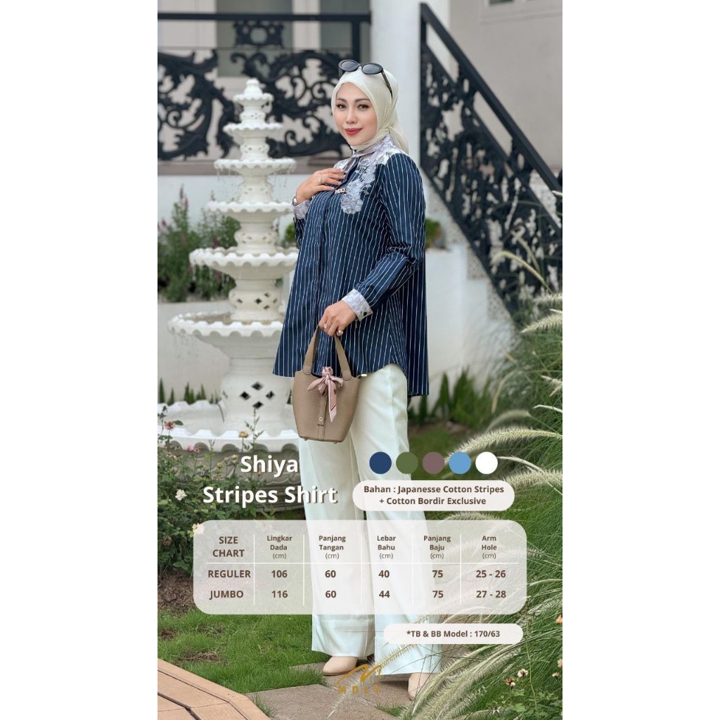 Shiya Stripes Shirt by MDLY Baju Atasan Wanita Kemeja Lengan Panjang Basic Casual