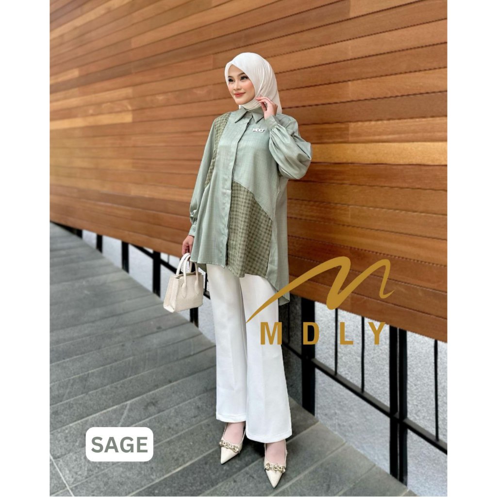 Oxaa Tunic by MDLY Baju Atasan Wanita Kemeja Tunik Lengan Panjang Baju Tunik Casual