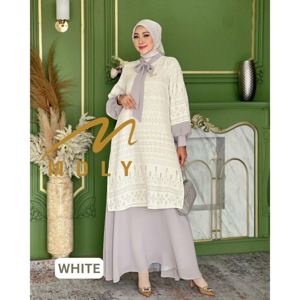 MDLY Baju busana gamis wanita muslim/Baju Gamis Premium Casual/Gamis Elegan/Aleeya Dress by MDLY