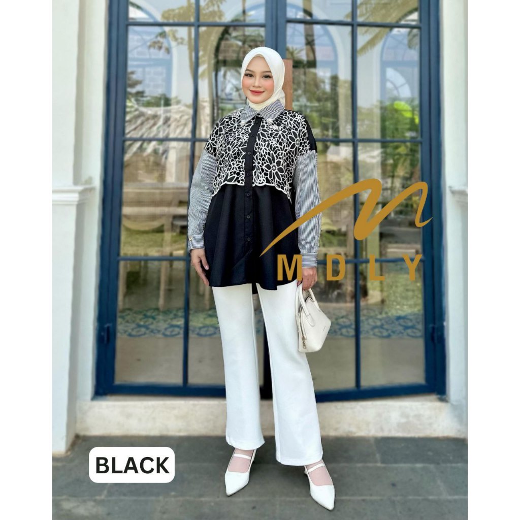 MDLY Baju Atasan wanita/Kemeja Casual Kombinasi Exclusive brocade/Chanty Shirt Series II by MDLY