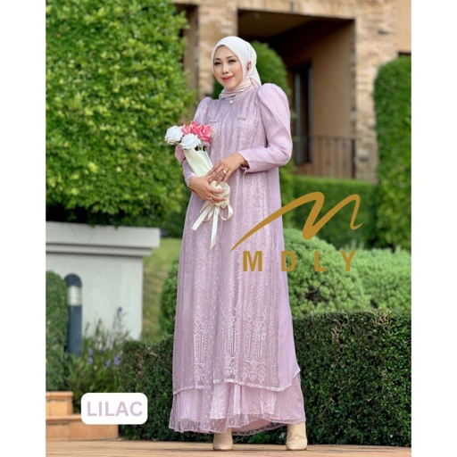 MDLY Baju Gamis Wanita Muslim/Gamis Lebaran/Baju Raya/Gamis Brukat Lebaran/Gaina Dress by MDLY