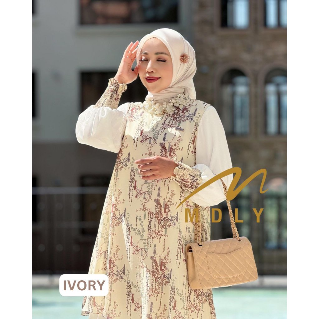 MDLY Baju Gamis Wanita Muslim/Gamis Motif/Gamis Cerruty/Baju Busana Muslim/Hyran Dress by MDLY
