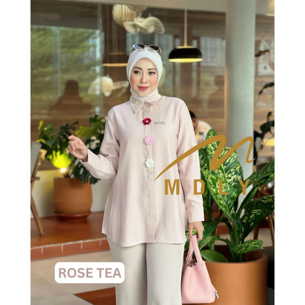 Nasha Shirt by MDLY Baju Atasan Wanita Kemeja Lengan Panjang Basic Casual Kekinian