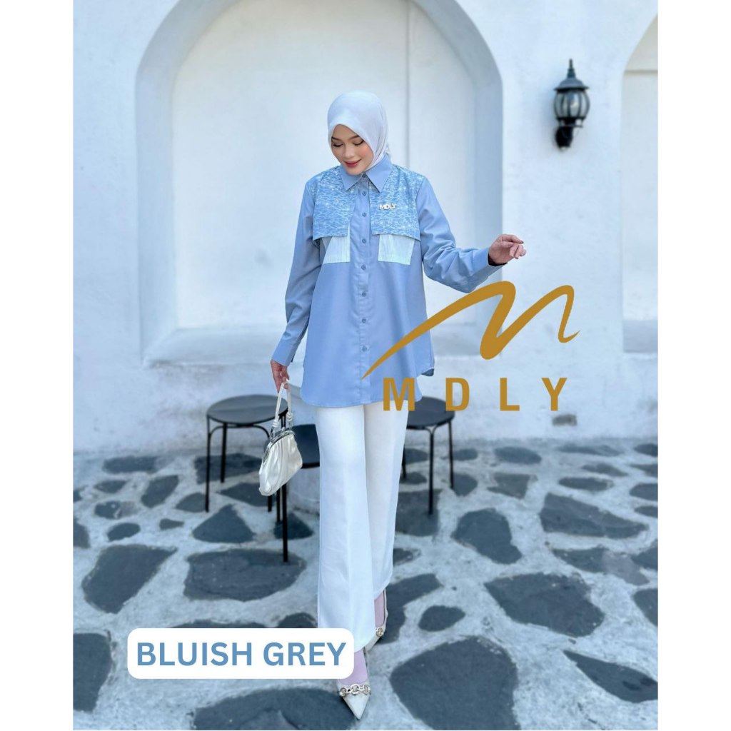 MDLY Baju kemeja atasan wanita/Kemeja Stripes Catton/Kemeja Bordir/Kemeja Stripes Kombinasi/Zyra Shirt by Mdly