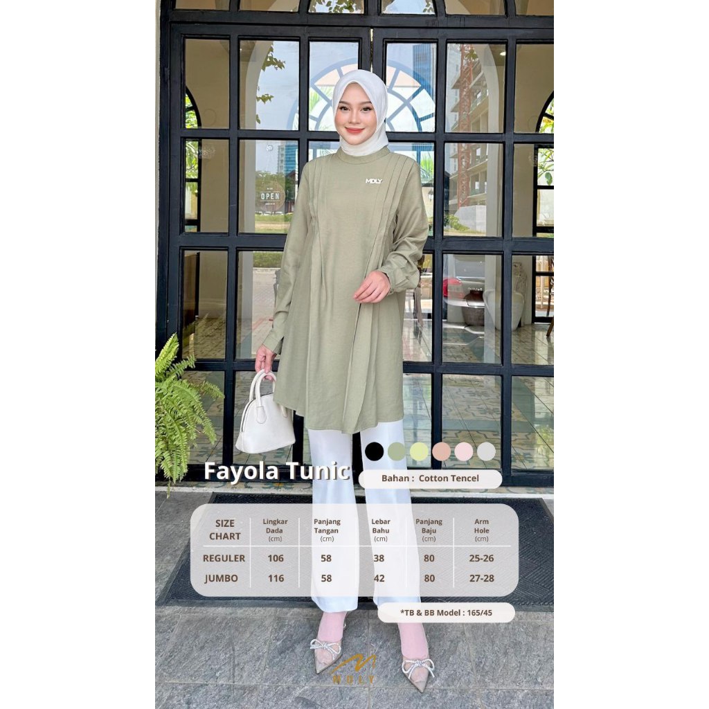 MDLY Baju kemeja atasan wanita muslim/Atasan Tunik Casual Polos elegan Nyaman/Fayola Tunic by MDLY