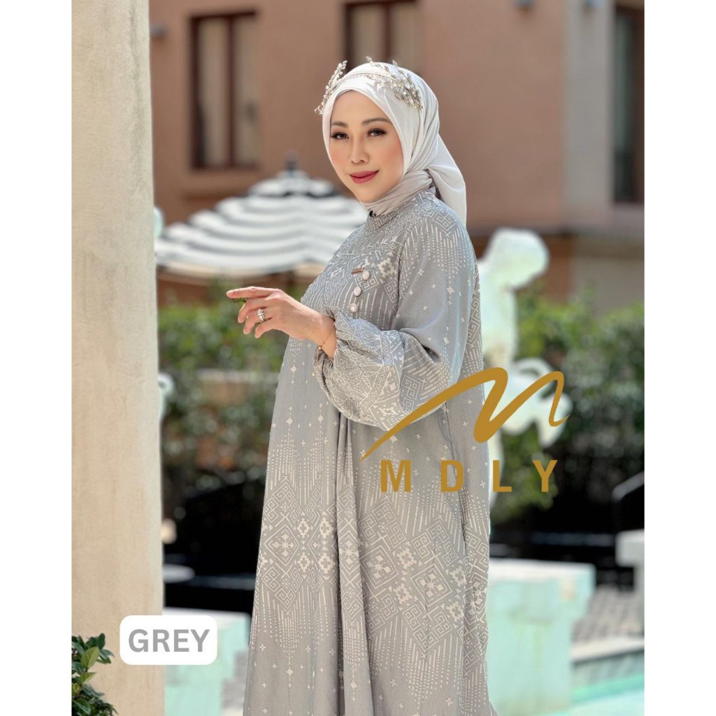 MDLY Baju Gamis Wanita Muslim/Baju Gamis Lebaran/Gamis Polo Putih/Sofea Dress by MDLY