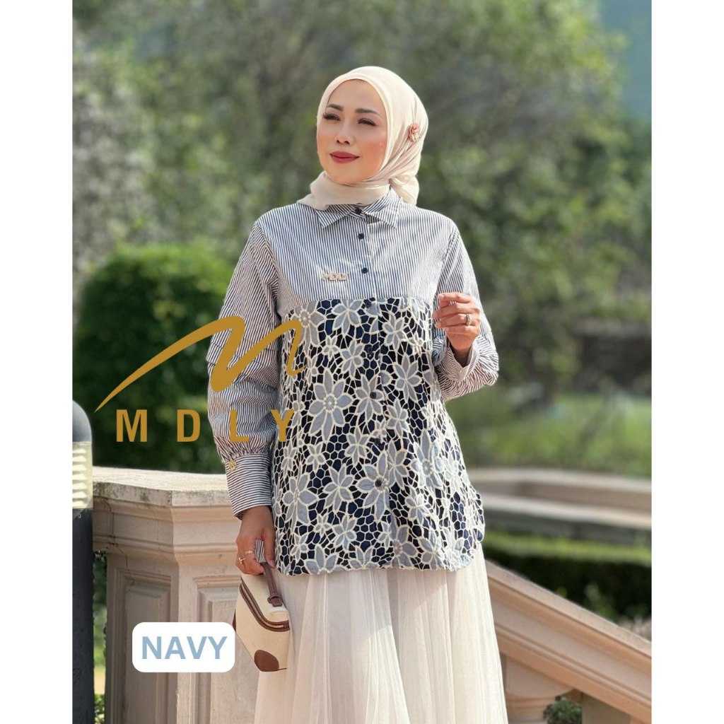 MDLY Baju Kemeja Atasan Wanita/Kemeja Bordir/Baju Atasan Elegan Motif/Devie Shirt Series II by MDLY