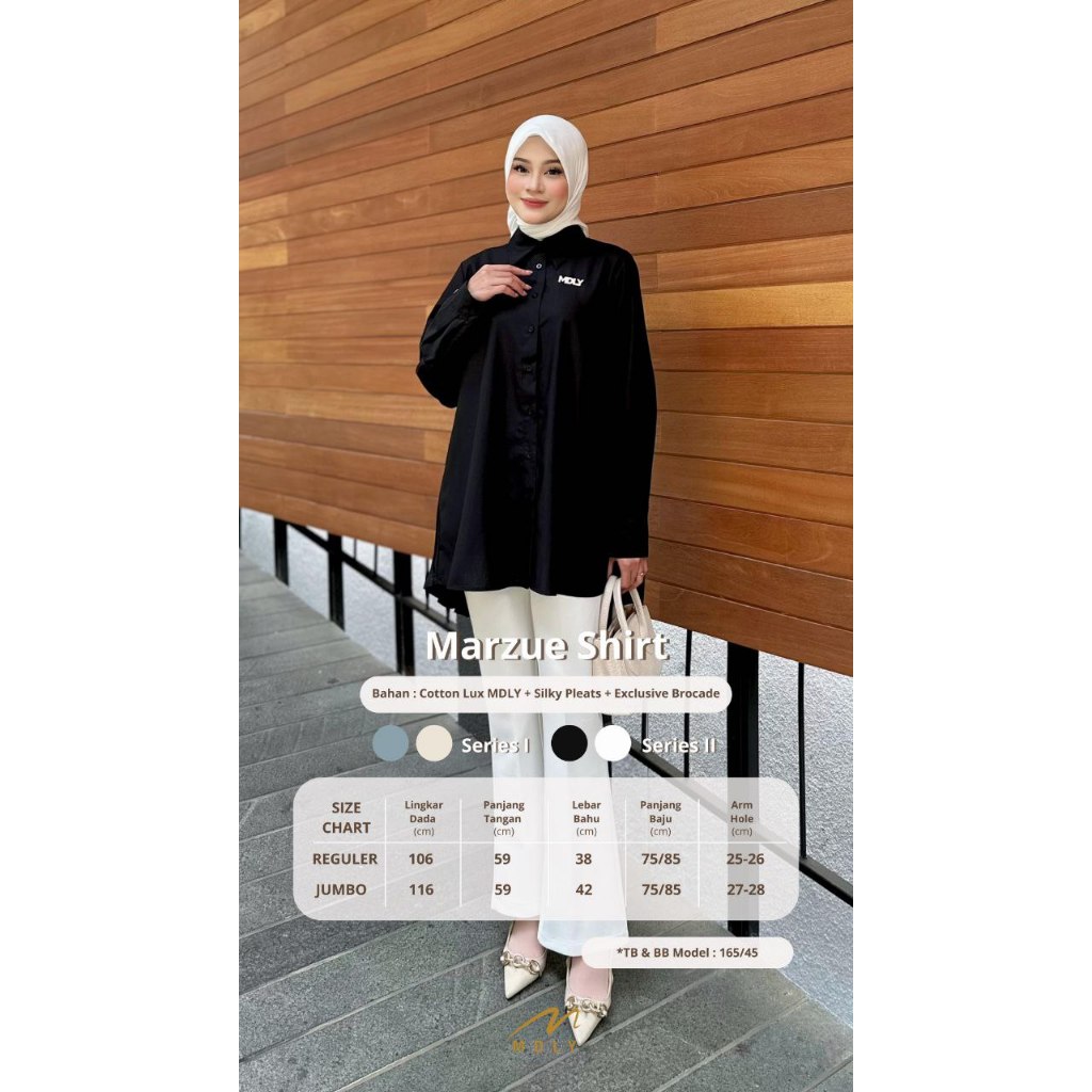 MDLY Baju kemeja atasan wanita/Kemeja Casual Semi Formal/Marzue Shirt Series I by MDLY