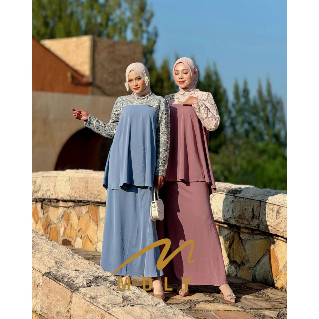 Merie Set by MDLY Baju Setelan Wanita Muslim One Set Atasan Dan Bawahan Rok