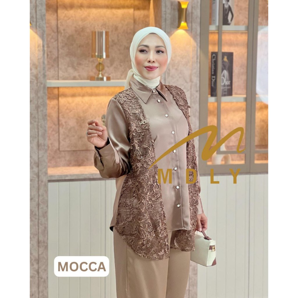 MDLY Baju setelan wanita/One Set Celana/Setelan Celana Kombinasi Bordir dan Silk/Nieva Set by MDLY