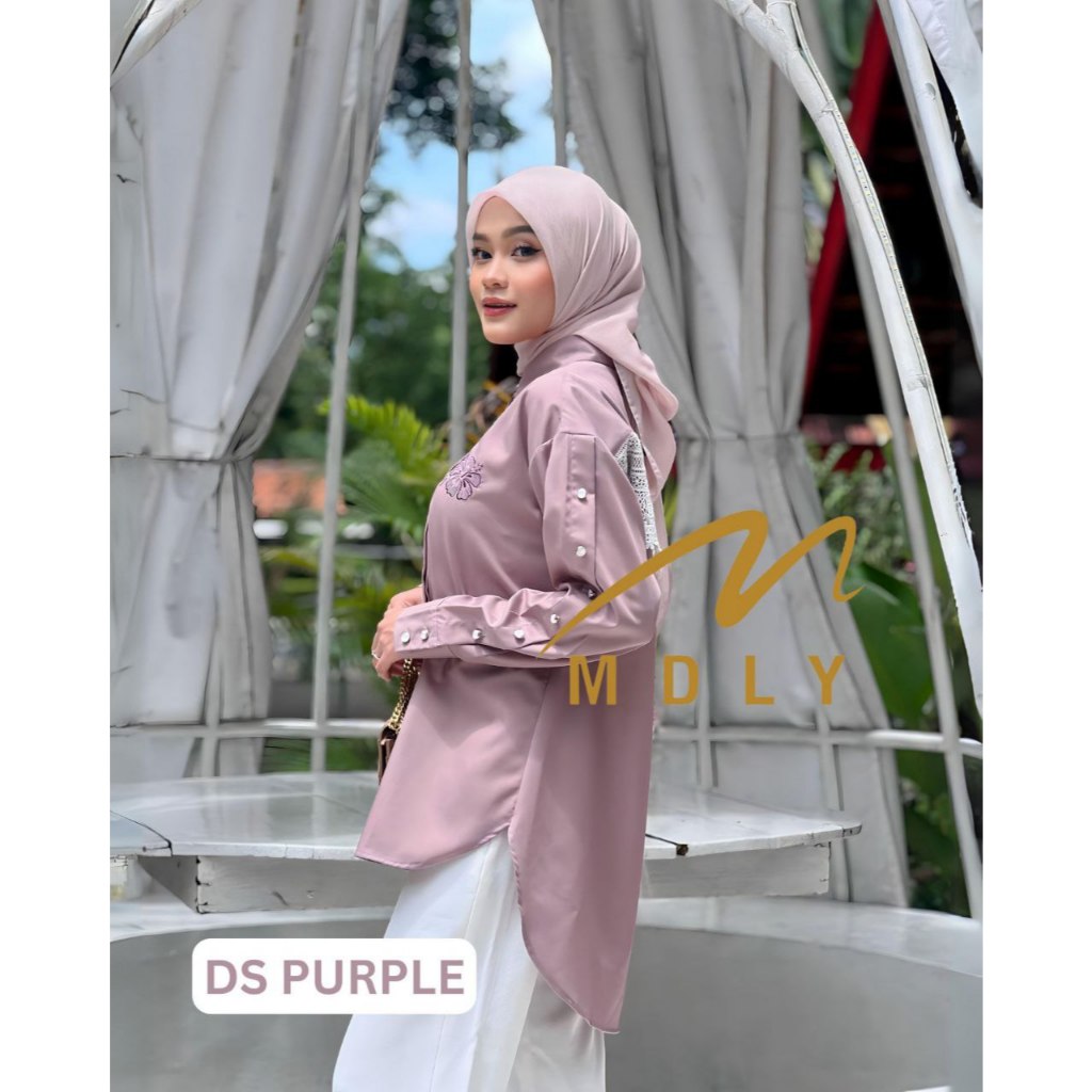 MDLY baju kemeja atasan wanita/Kemeja Polos Motif Bordir Casual Trendy Kekinian/Elea Shirt by Mdly