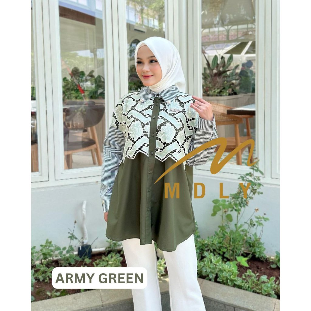 MDLY Baju Atasan wanita/Kemeja Casual Kombinasi Exclusive brocade/Chanty Shirt Series I by MDLY