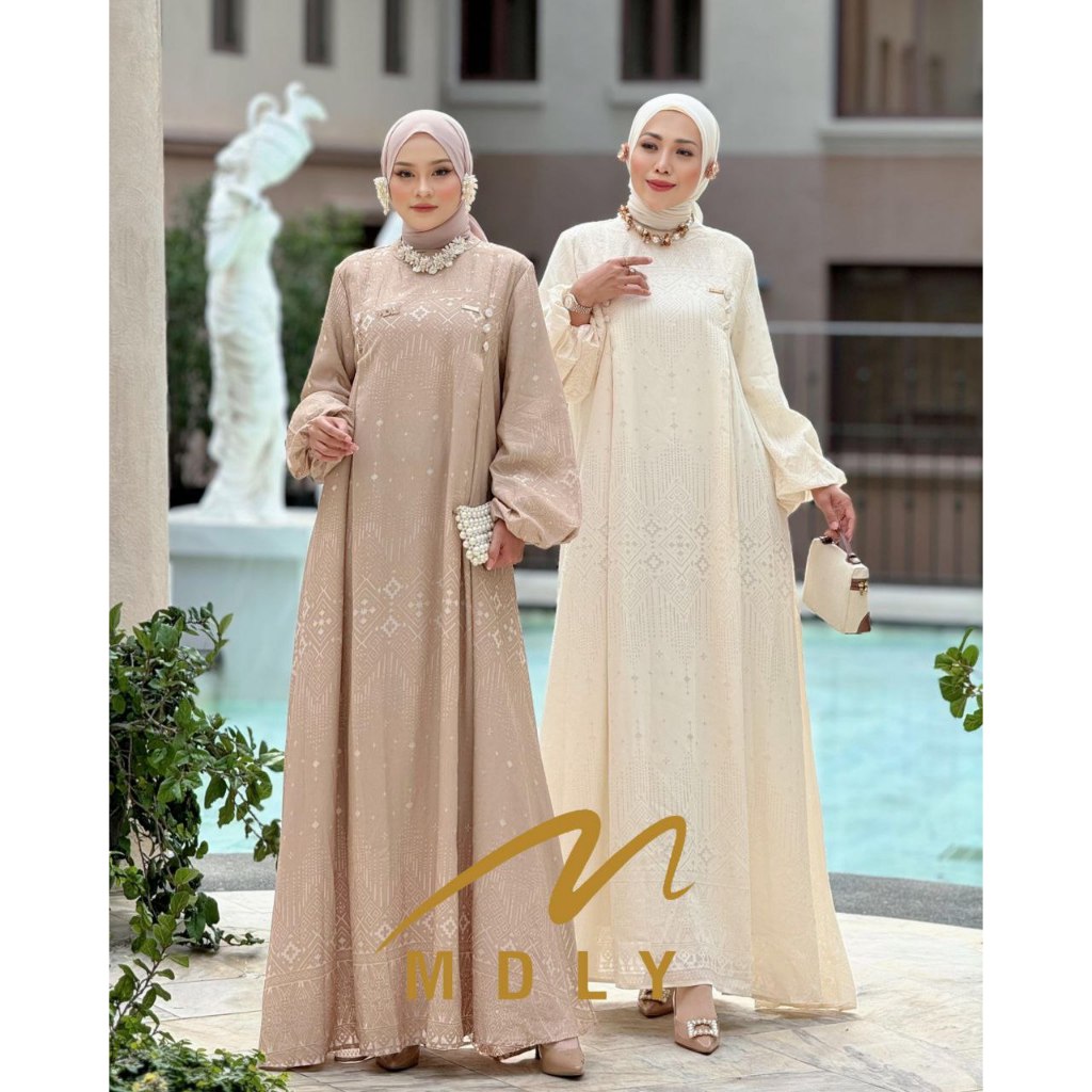 MDLY Baju Gamis Wanita Muslim/Baju Gamis Lebaran/Gamis Polo Putih/Sofea Dress by MDLY