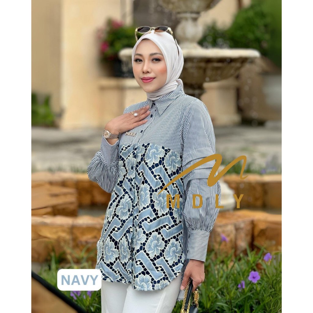 MDLY Baju Kemeja Atasan Wanita/Kemeja Bordir/Atasan Formal Elegan Motif/Devie Shirt Series I by MDLY