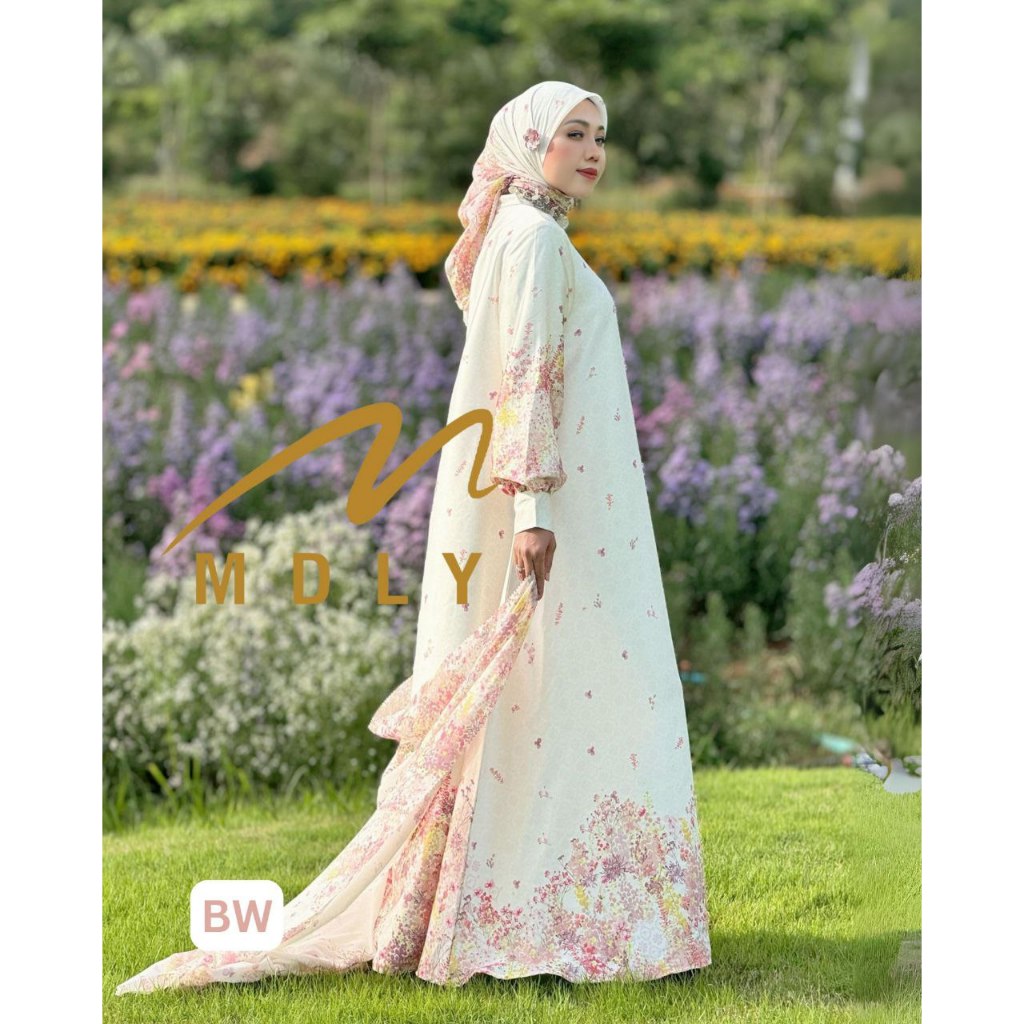 MDLY Baju wanita muslim Gamis Hari Raya/ Baju Busana Gamis dan Hijab/ Gamis Motif/ The Mareela Dress by MDLY