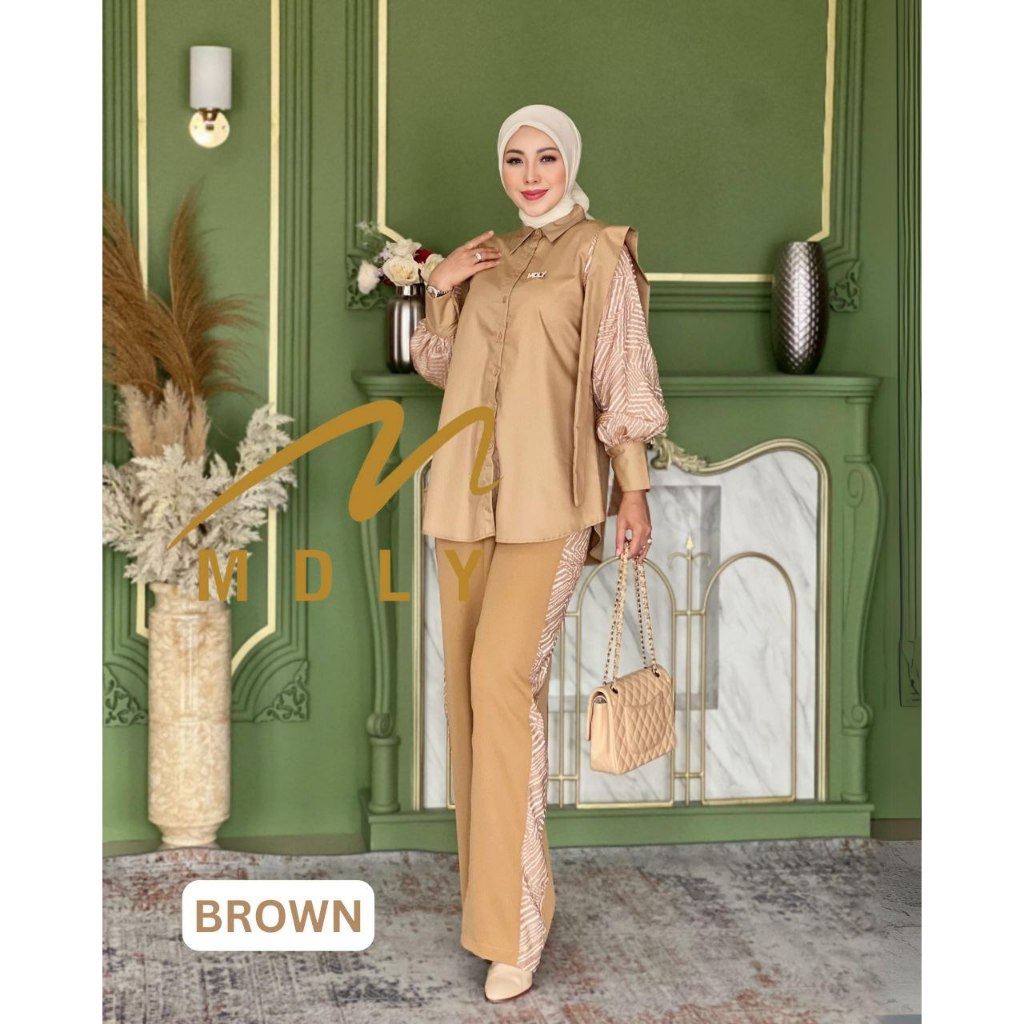 MDLY Baju pakaian setelan wanita/One Set Celana/Setelan Bawahan Celana Casual/Leenda Set by MDLY