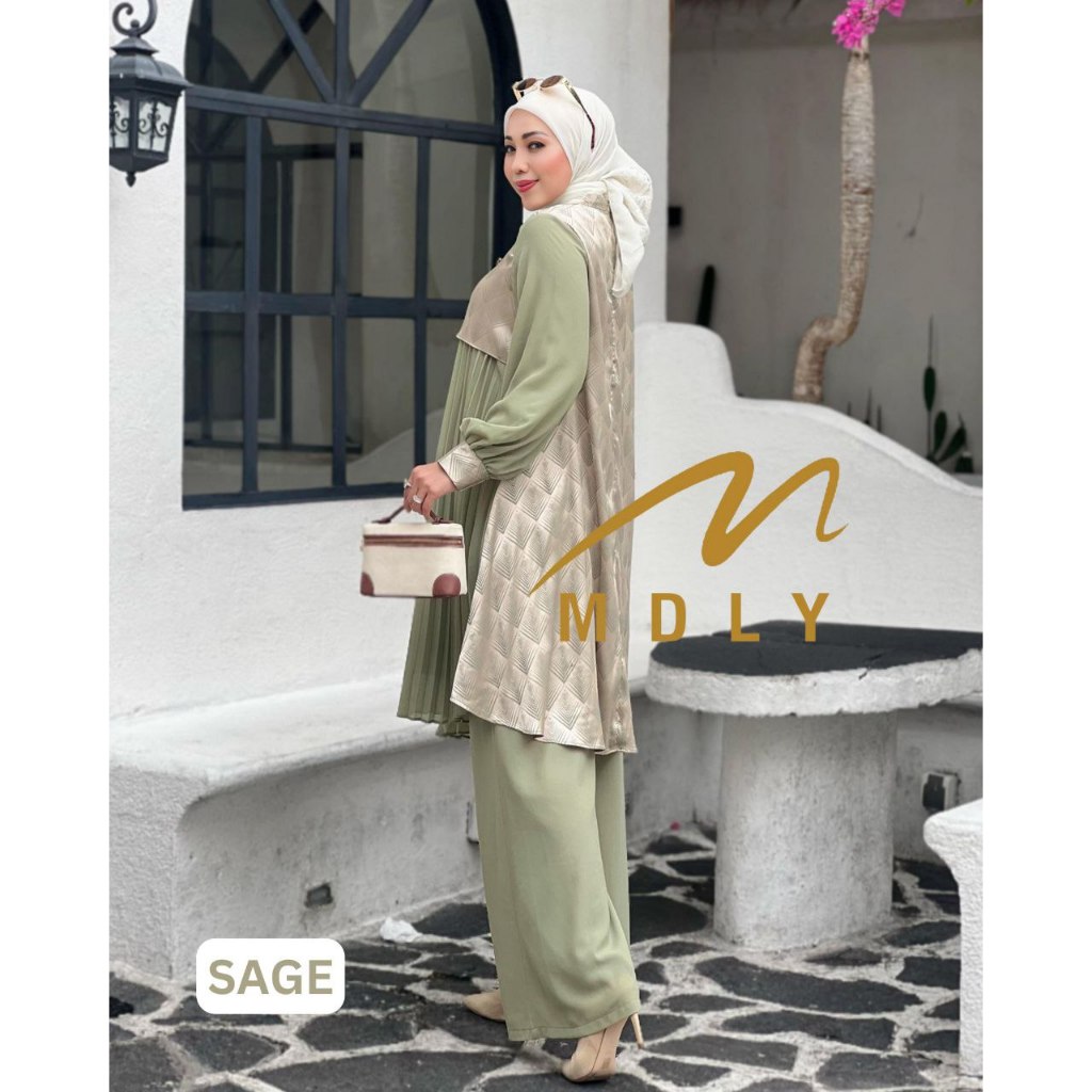 MDLY Baju Setelan Muslim Wanita/One Set Celana/Setelan Celana Premium Elegan Mewah/Elief Set by MDLY