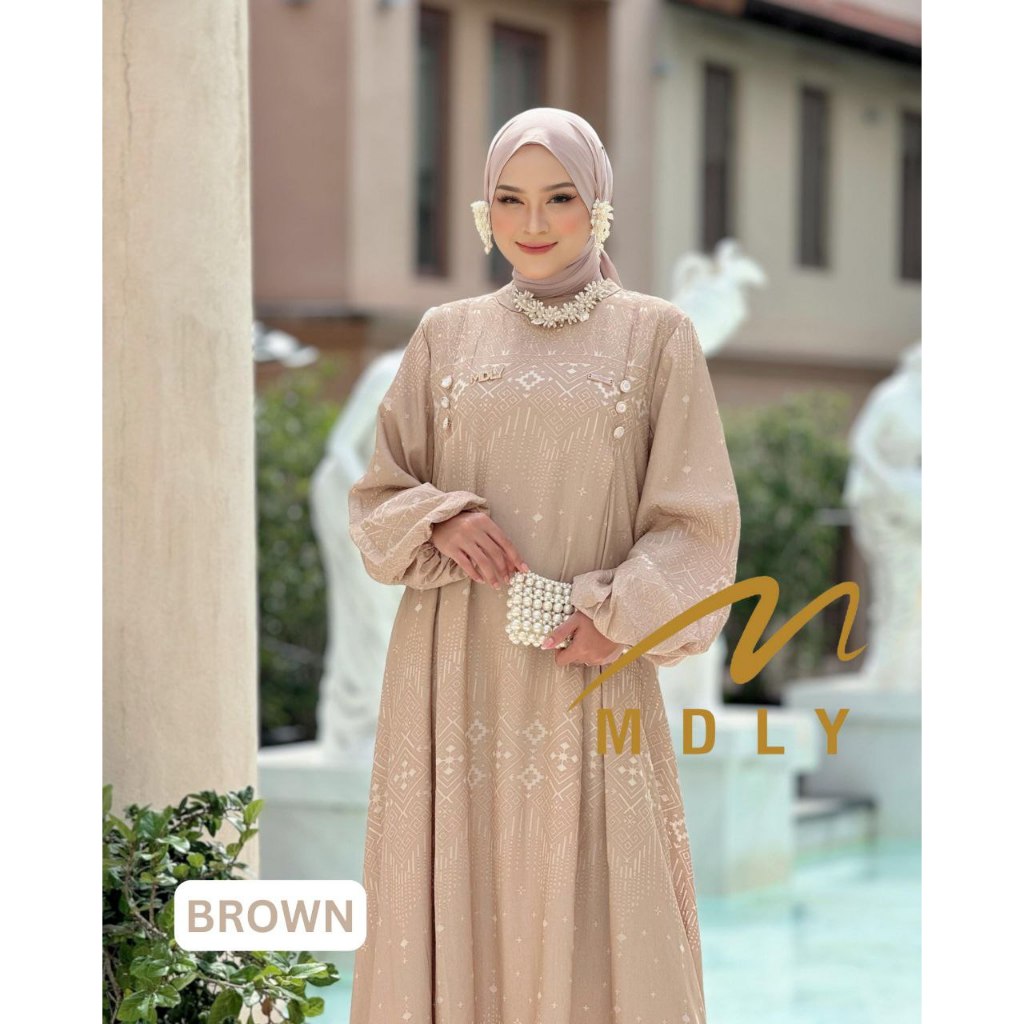 MDLY Baju Gamis Wanita Muslim/Baju Gamis Lebaran/Gamis Polo Putih/Sofea Dress by MDLY