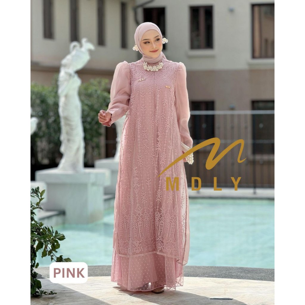 MDLY Baju Gamis Wanita Muslim/Gamis Lebaran/Baju Raya/Gamis Brukat Lebaran/Gaina Dress by MDLY