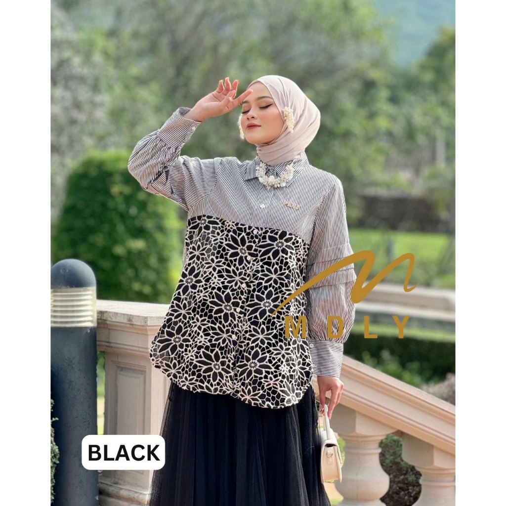 MDLY Baju Kemeja Atasan Wanita/Kemeja Bordir/Baju Atasan Elegan Motif/Devie Shirt Series II by MDLY