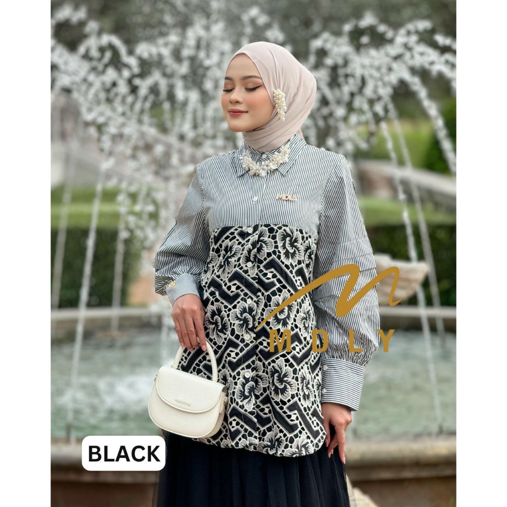 MDLY Baju Kemeja Atasan Wanita/Kemeja Bordir/Atasan Formal Elegan Motif/Devie Shirt Series I by MDLY