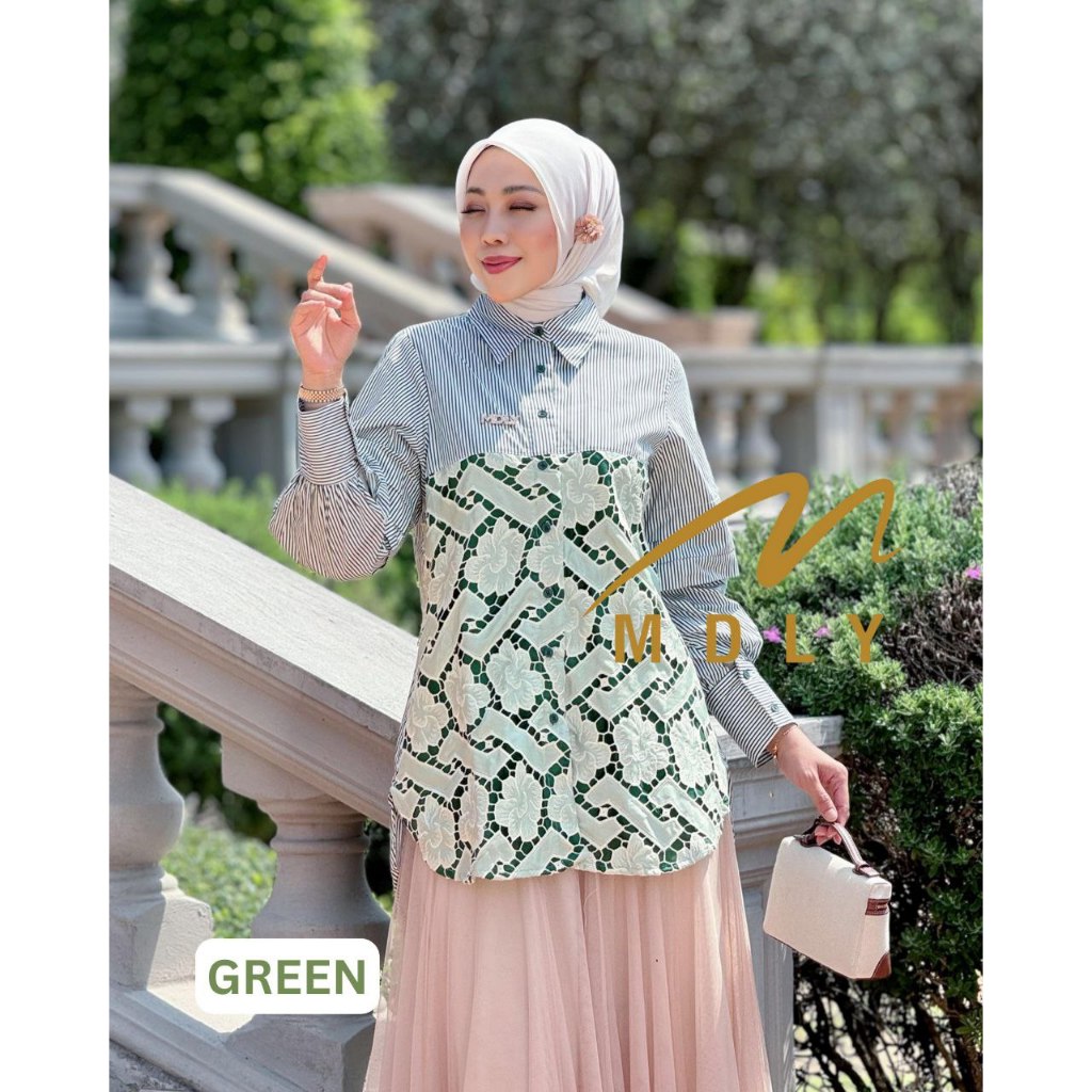 MDLY Baju Kemeja Atasan Wanita/Kemeja Bordir/Atasan Formal Elegan Motif/Devie Shirt Series I by MDLY