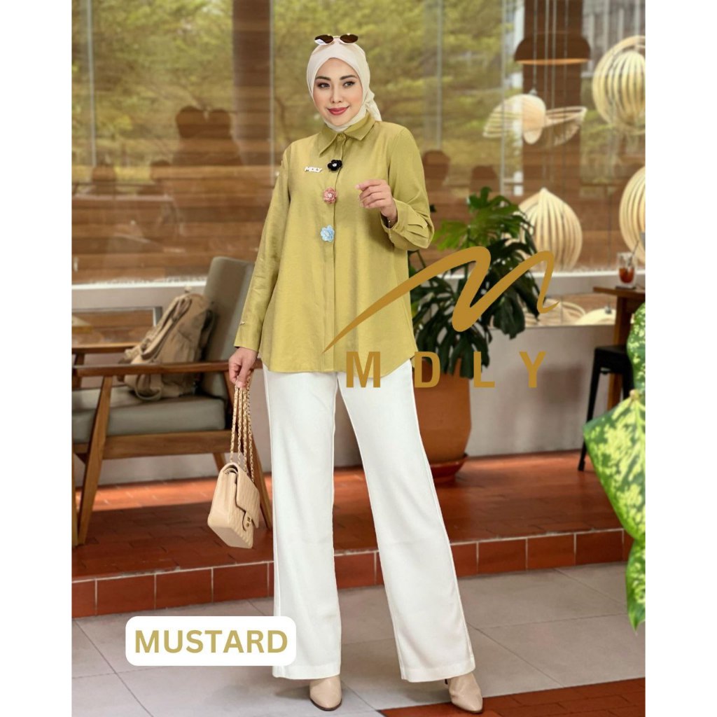 Nasha Shirt by MDLY Baju Atasan Wanita Kemeja Lengan Panjang Basic Casual Kekinian