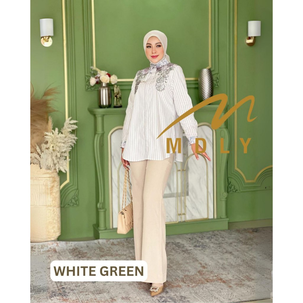 Shiya Stripes Shirt by MDLY Baju Atasan Wanita Kemeja Lengan Panjang Basic Casual