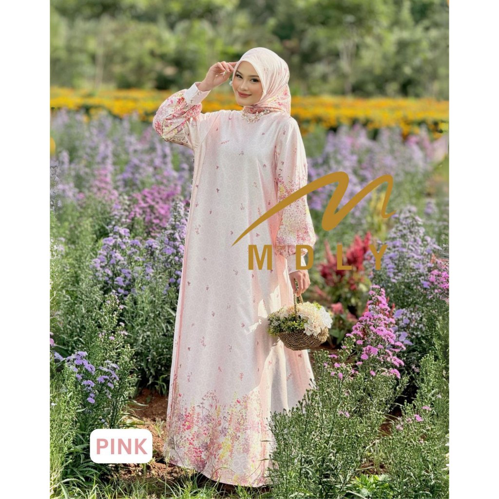MDLY Baju wanita muslim Gamis Hari Raya/ Baju Busana Gamis dan Hijab/ Gamis Motif/ The Mareela Dress by MDLY