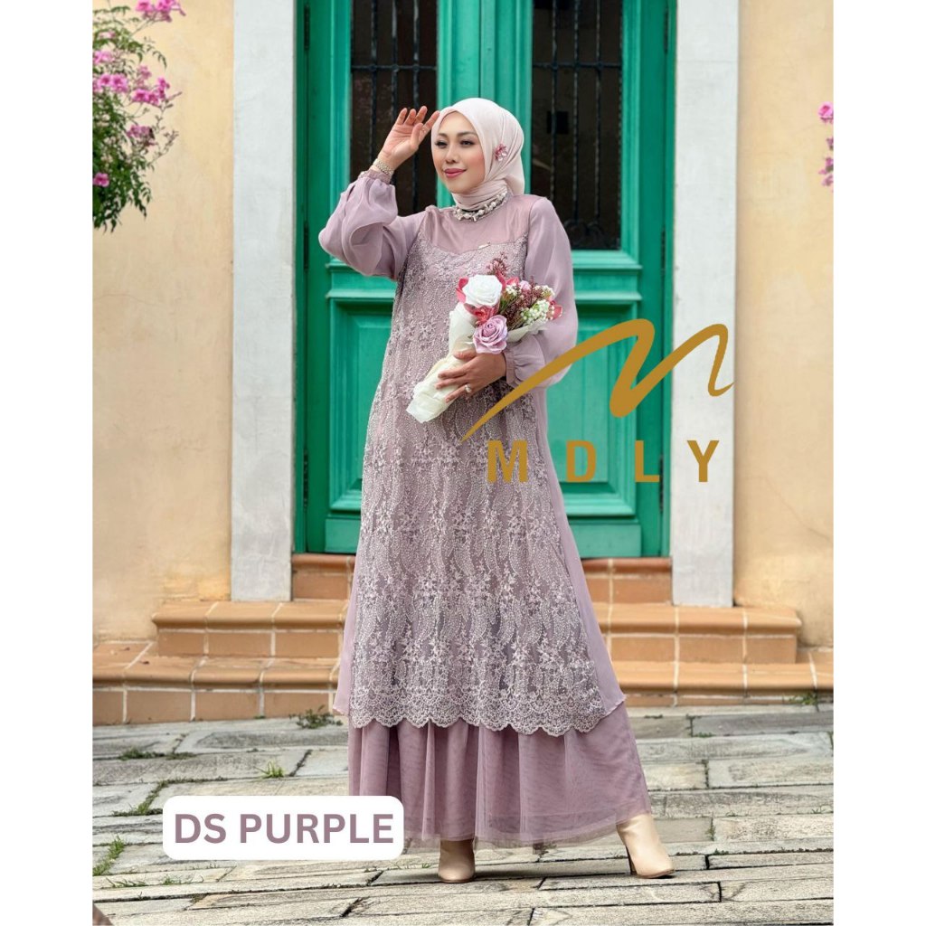 MDLY Baju fashion busana wanita gamis/Gamis Premium/Gamis Brukat Brocade Organza/Amya Dress by MDLY