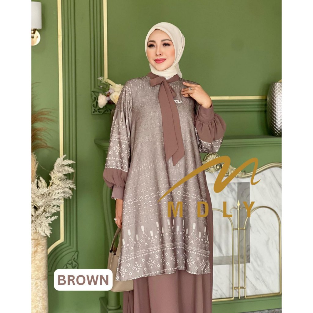 MDLY Baju busana gamis wanita muslim/Baju Gamis Premium Casual/Gamis Elegan/Aleeya Dress by MDLY