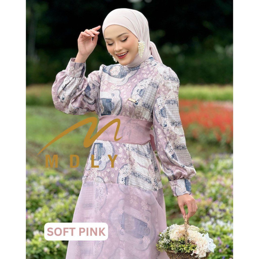 MDLY Baju busana gamis wanita muslim/Gamis Premium Motif Kombinasi Organza Lux/Xandra Dress by MDLY/