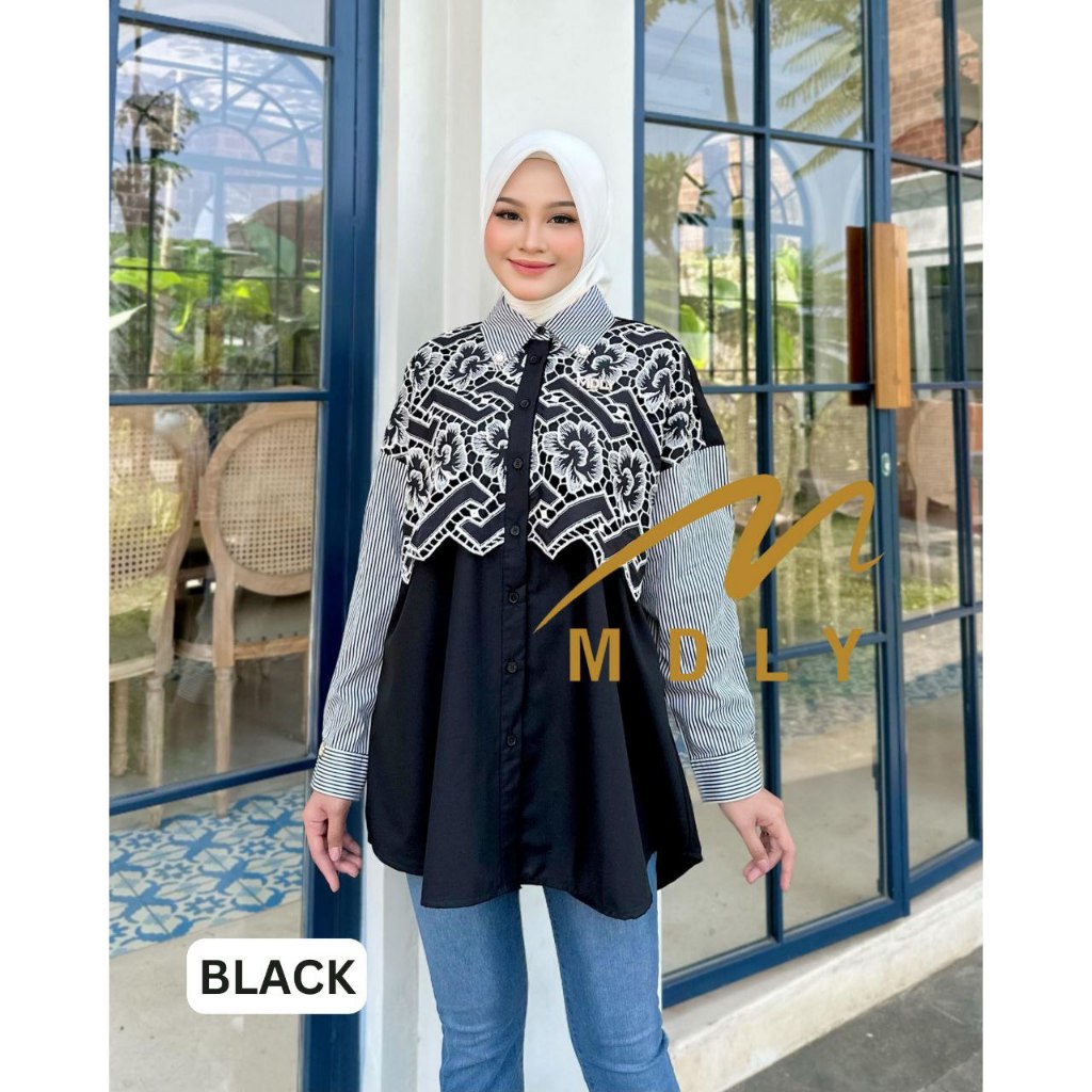MDLY Baju Atasan wanita/Kemeja Casual Kombinasi Exclusive brocade/Chanty Shirt Series I by MDLY