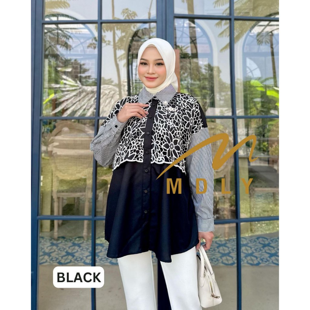 MDLY Baju Atasan wanita/Kemeja Casual Kombinasi Exclusive brocade/Chanty Shirt Series II by MDLY