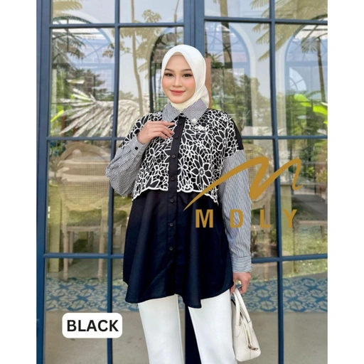 MDLY Baju Atasan wanita/Kemeja Casual Kombinasi Exclusive brocade/Chanty Shirt Series II by MDLY