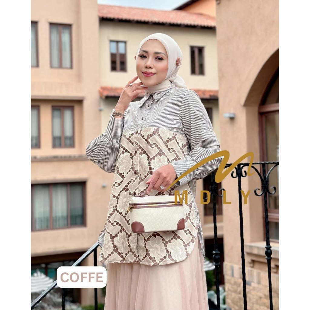 MDLY Baju Kemeja Atasan Wanita/Kemeja Bordir/Atasan Formal Elegan Motif/Devie Shirt Series I by MDLY