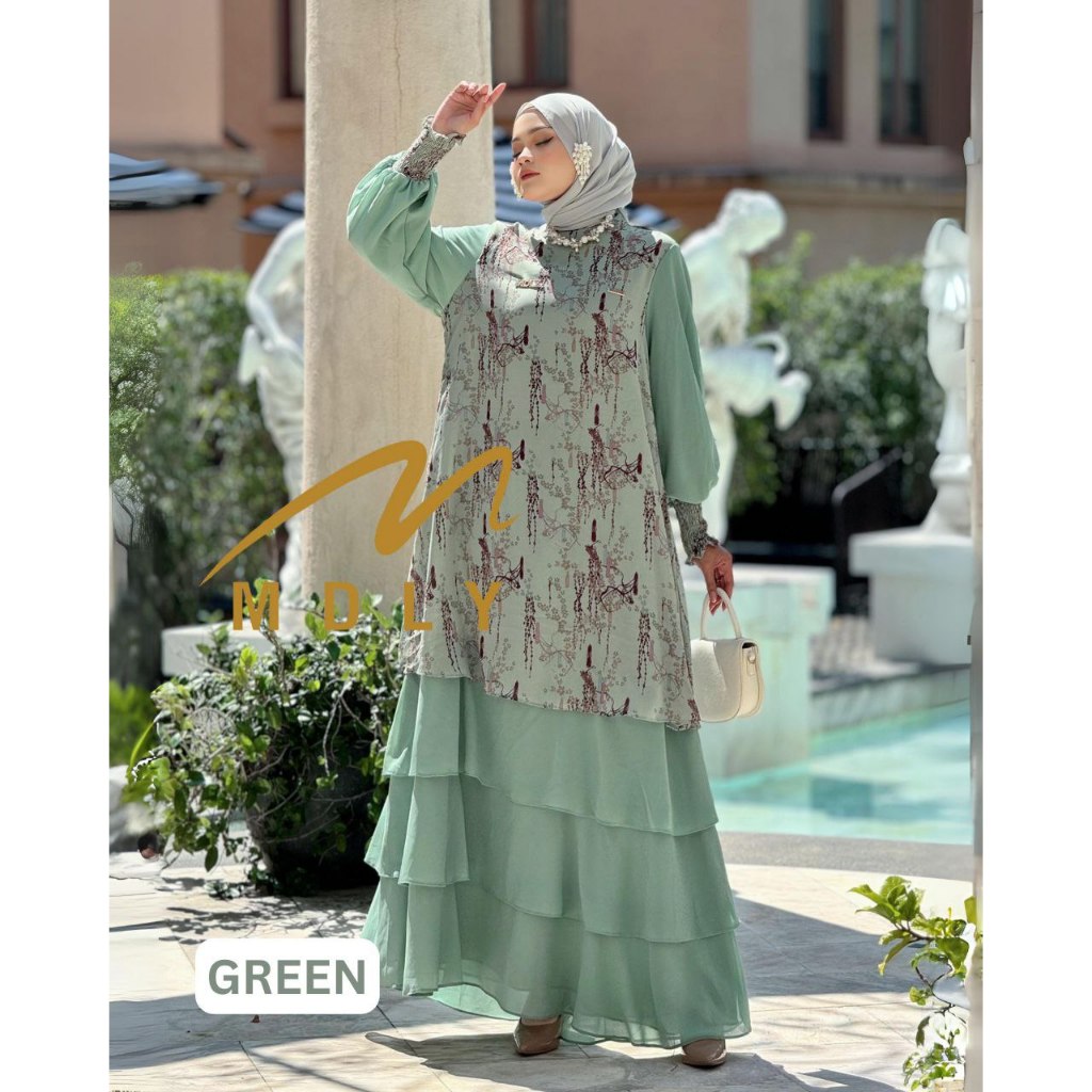 MDLY Baju Gamis Wanita Muslim/Gamis Motif/Gamis Cerruty/Baju Busana Muslim/Hyran Dress by MDLY