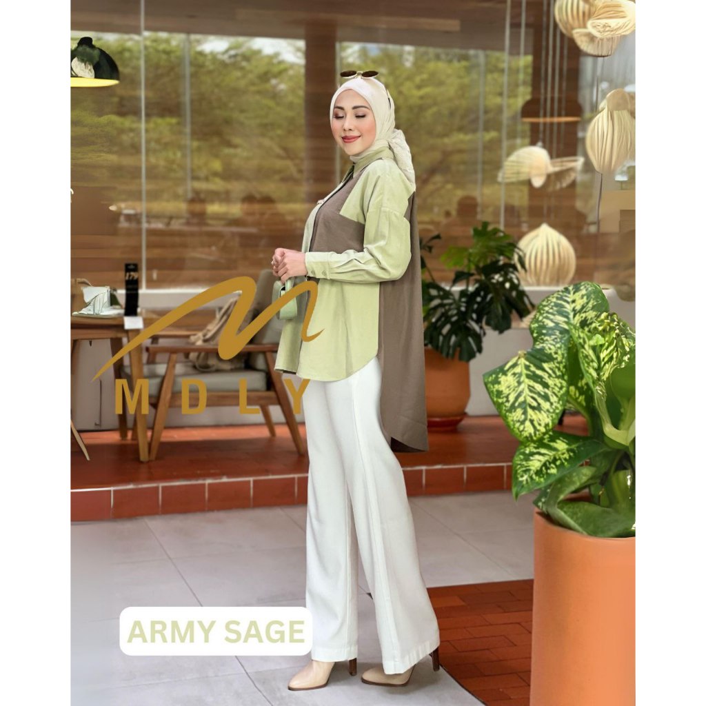 Leeve Shirt by MDLY Baju Atasan Wanita Kemeja Lengan Panjang Casual Basic