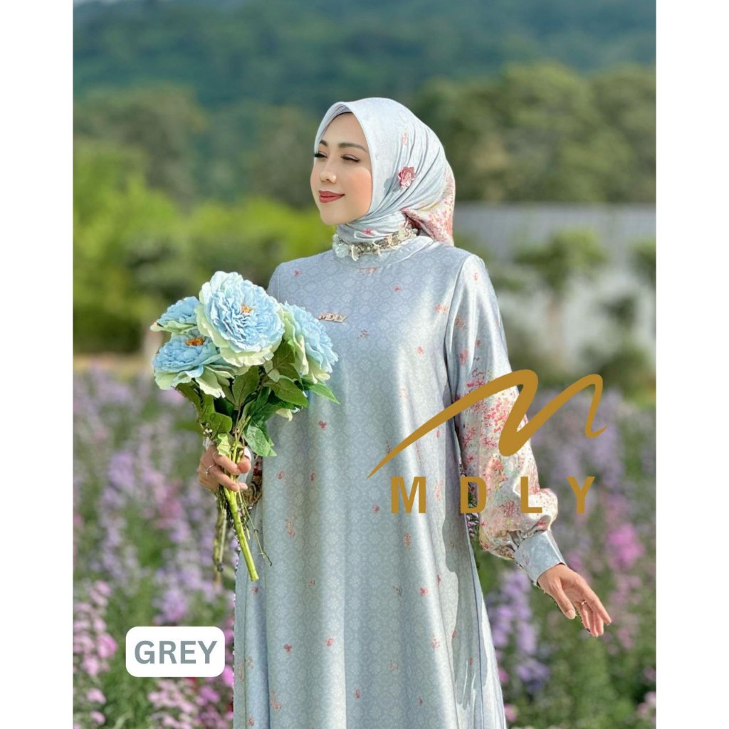 MDLY Baju wanita muslim Gamis Hari Raya/ Baju Busana Gamis dan Hijab/ Gamis Motif/ The Mareela Dress by MDLY