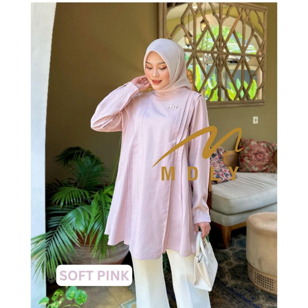 MDLY Baju kemeja atasan wanita muslim/Atasan Tunik Casual Polos elegan Nyaman/Fayola Tunic by MDLY