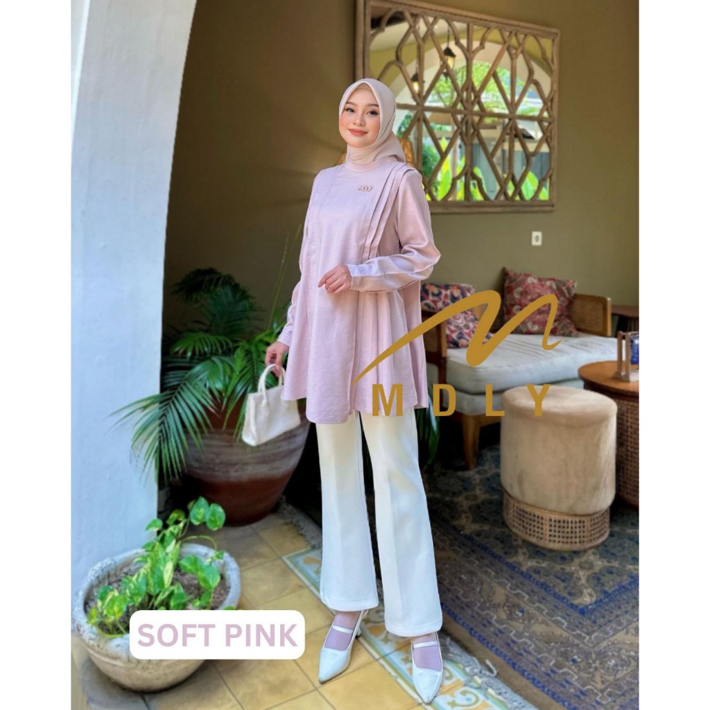MDLY Baju kemeja atasan wanita muslim/Atasan Tunik Casual Polos elegan Nyaman/Fayola Tunic by MDLY
